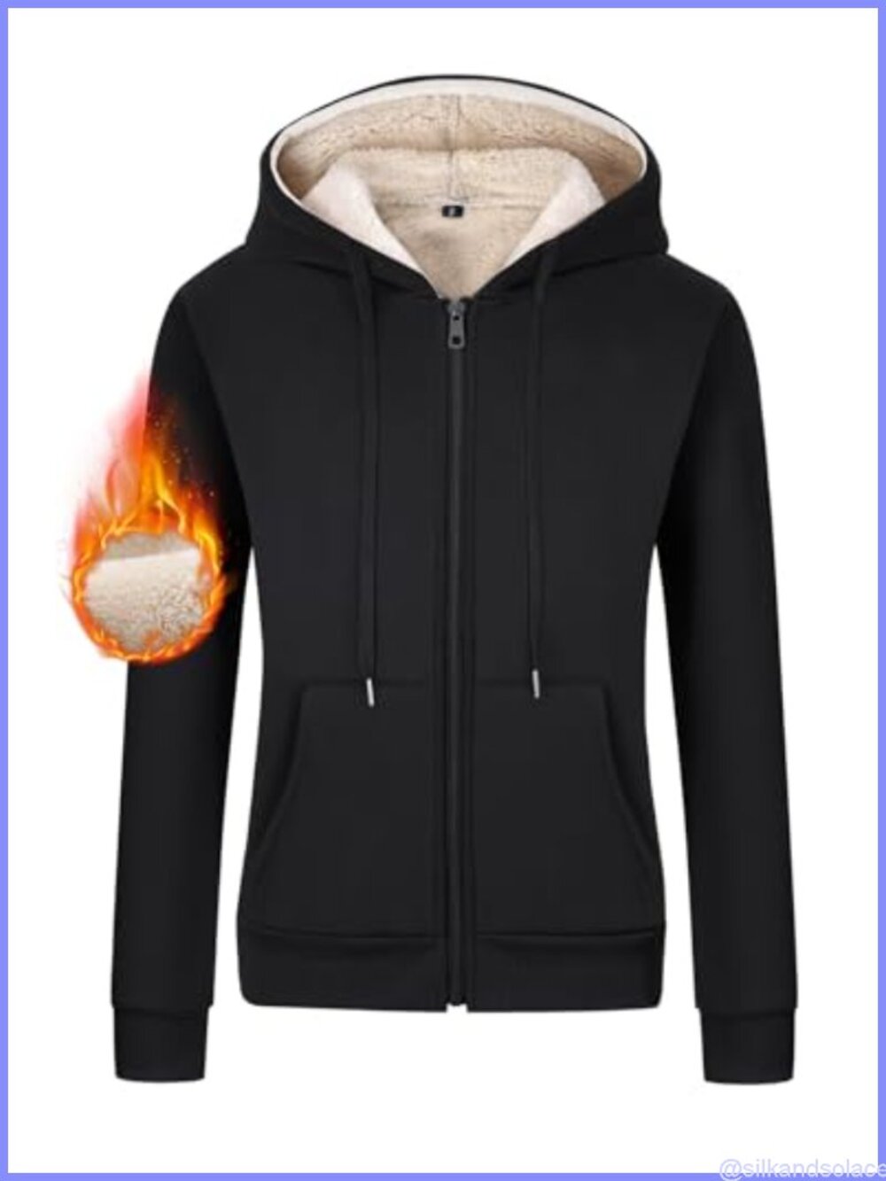Sherpa Lined Hooded Zip Up Fleece Jacket Kangaroo Pocket Warm Winter Hoodie